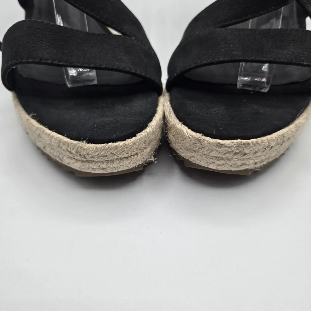 EILEEN FISHER Wanda Tumbled Nubuck Leather Espadrille Wedge Zip Back SAndal